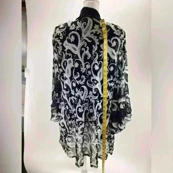 XL DRAPER & DAMON WOMEN Navy & Cream Blouse Shirt Top A52 X Large - Picture 7 of 11